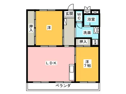 コーポラス小石川(2LDK/2階)の間取り写真