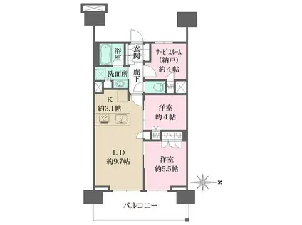 ザ・パークハウス亀戸九丁目(2SLDK/8階)の間取り写真