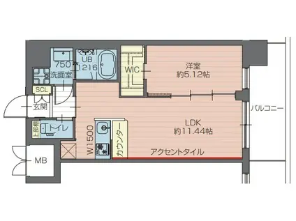 プレジオ川口ASIAN(1LDK/6階)の間取り写真