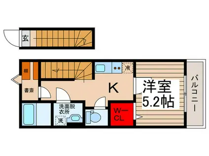 MELDIA野田A(1K/2階)の間取り写真