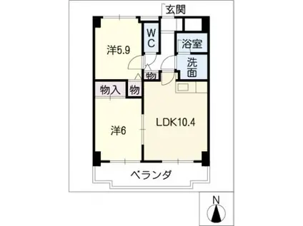 GRAND PASCAL(2LDK/4階)の間取り写真