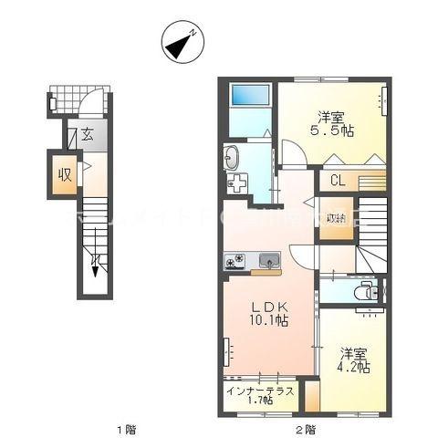 ニュークラリス(2LDK/2階)の間取り写真