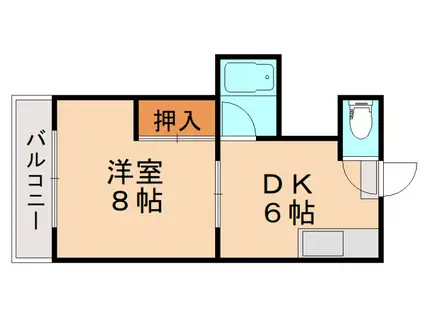 アリエス立岩(1DK/2階)の間取り写真