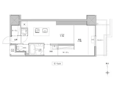 SK BUILDING-901(1LDK/11階)の間取り写真