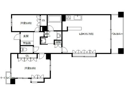 ライオンズシティ烏丸通(2LDK/9階)の間取り写真