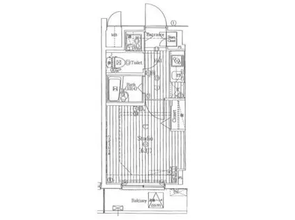 ガーラ・ステーション清澄白河(1K/6階)の間取り写真