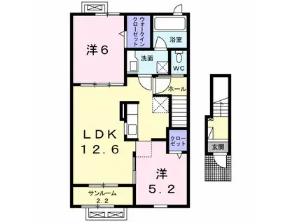 ブリーゼ・カメリア(2LDK/2階)の間取り写真