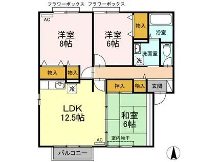 サニープレイス I(3LDK/2階)の間取り写真