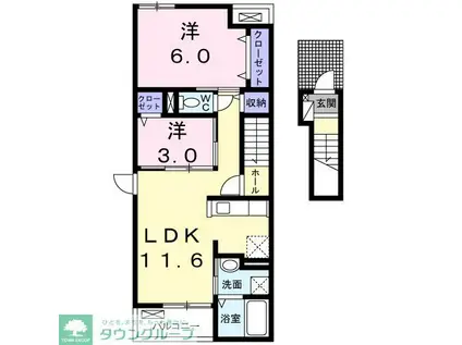 サンライズネクストB(2LDK/2階)の間取り写真