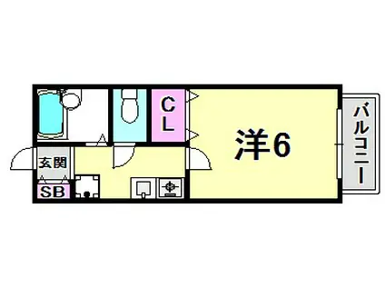 サンライズ西宮(1K/2階)の間取り写真