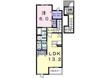 フィオーレII(1LDK/2階)の間取り写真