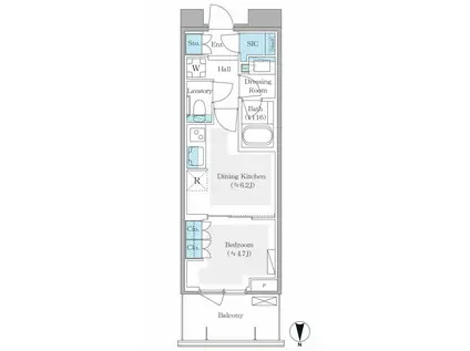 パークシティ中野ザタワー エアーズ(1DK/22階)の間取り写真