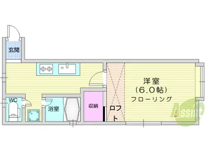 カーサシュウ(1K/2階)の間取り写真