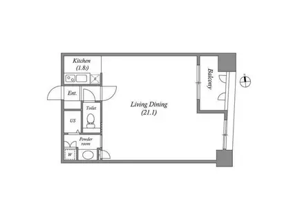 ルネ・パルティーレ汐留(1K/6階)の間取り写真