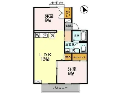 グリーンアベニュー(2LDK/2階)の間取り写真