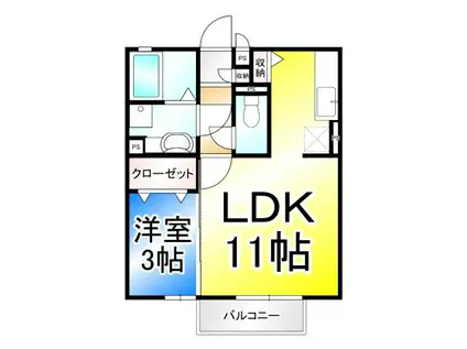 グラノーラ(1LDK/2階)の間取り写真