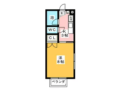 国立グリーンヒルスクエアII(1K/1階)の間取り写真