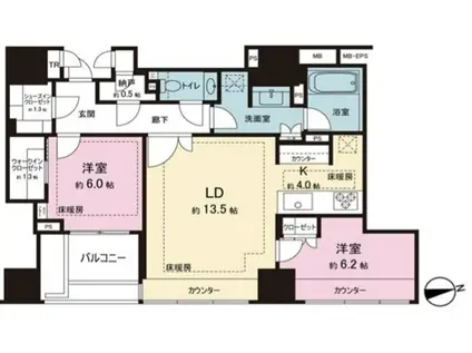 ザ・パークハウスグラン三番町26(2LDK/10階)の間取り写真