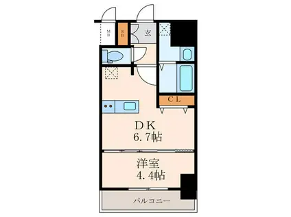 ファステート尼崎クロノス(1DK/12階)の間取り写真