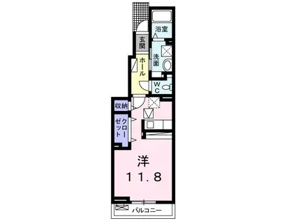 サンハイムピアI(ワンルーム/1階)の間取り写真