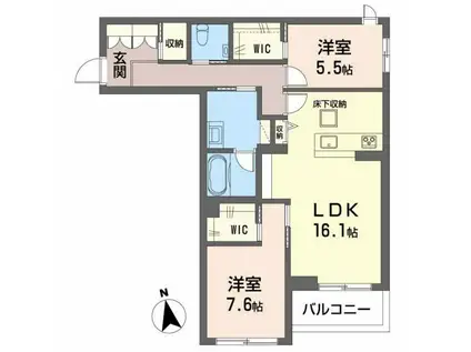 富岳五橋(1SLDK/1階)の間取り写真