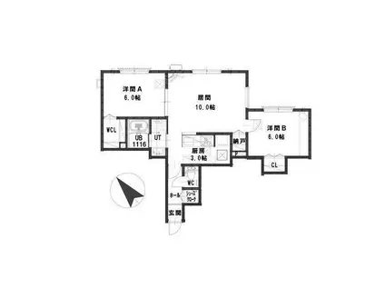 パストラーレ VIOLA(2LDK/1階)の間取り写真