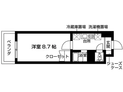 パルコーポ・アイII(ワンルーム/1階)の間取り写真