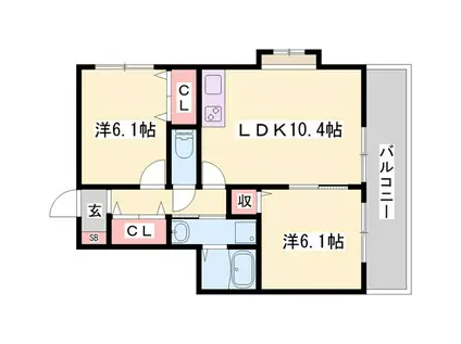ＪＲ加古川線 新西脇駅 徒歩8分 2階建 築22年(2LDK/1階)の間取り写真