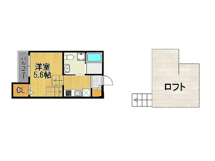 VINCE次郎丸(1K/2階)の間取り写真