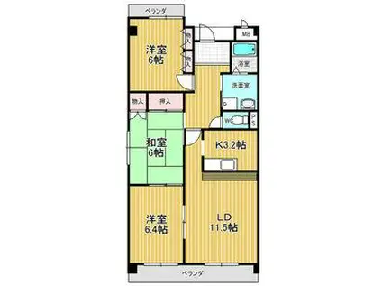 エルグランデ豊が丘(3LDK/2階)の間取り写真