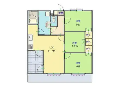 成田コリンズ(3LDK/6階)の間取り写真
