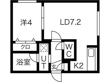 SDY月寒中央(1LDK/1階)の間取り写真