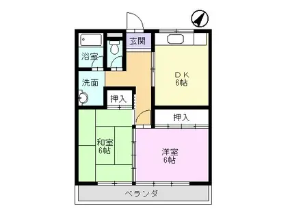 コーポ三楽(2DK/2階)の間取り写真