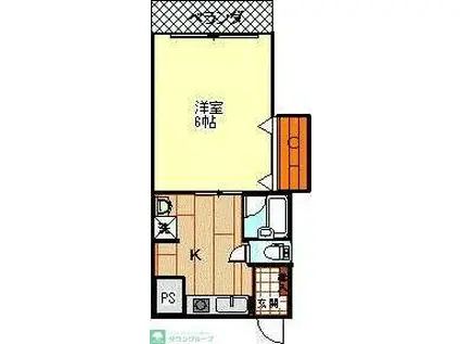 グリーンパレスIZUMI(1DK/2階)の間取り写真