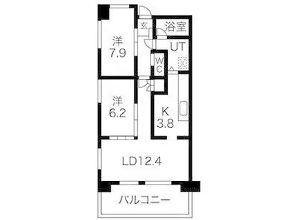 三向ハイツ元今泉(2LDK/11階)の間取り写真