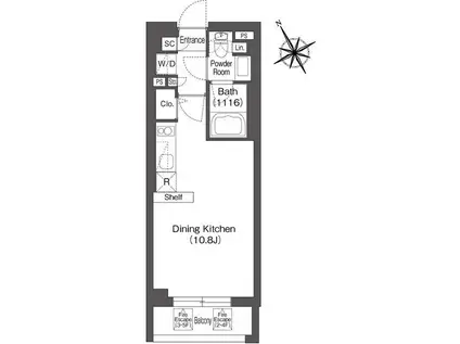 コンフォリア上目黒(ワンルーム/3階)の間取り写真