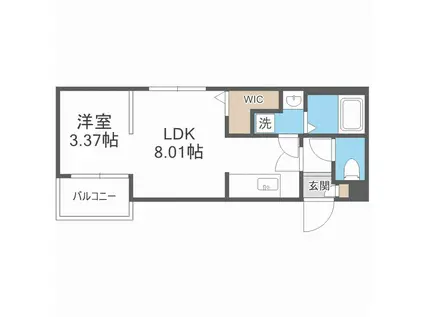 QUADOR平尾(1LDK/1階)の間取り写真