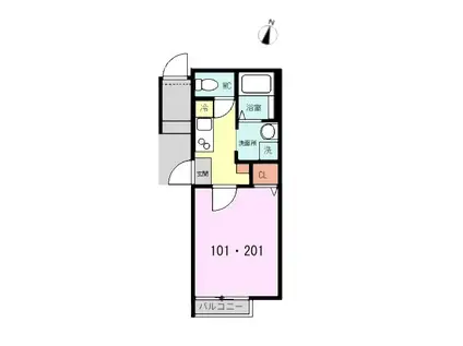 カーサ フェルマータ(1K/2階)の間取り写真