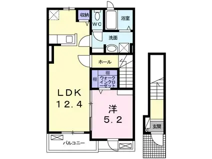 アンベリールA(1LDK/2階)の間取り写真