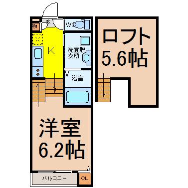 ショコラン(1K/1階)の間取り写真