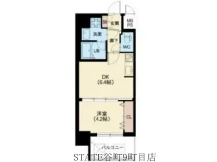 グランカーサ高井田(1DK/11階)の間取り写真