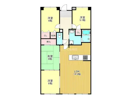 メゾンドールウイングヒルズ参番館(4LDK/15階)の間取り写真