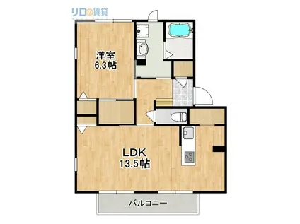 翠ハイツ(1LDK/1階)の間取り写真