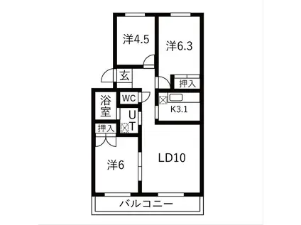 グランベルサ(3LDK/5階)の間取り写真