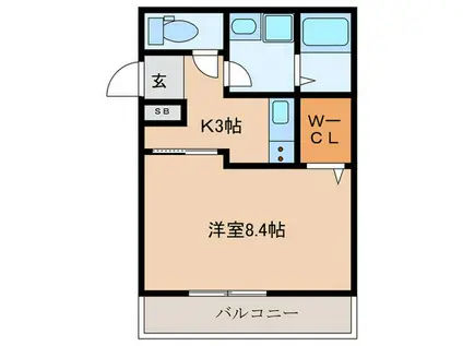 ベルツリー太閤(1K/3階)の間取り写真