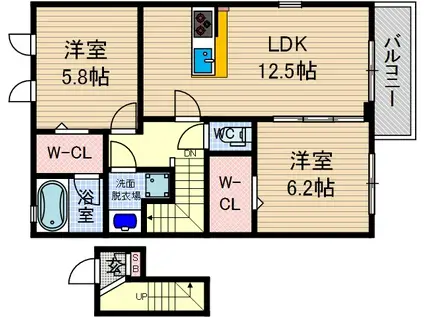 CHERIR上泉(2LDK/2階)の間取り写真