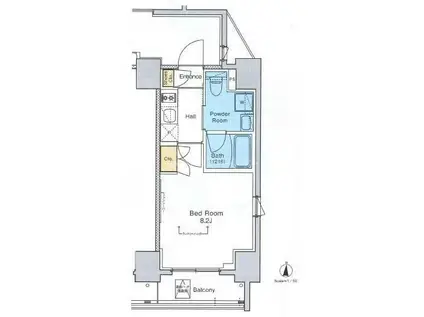 プラウドフラット両国(1K/4階)の間取り写真