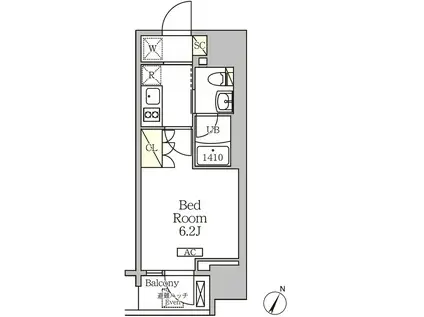 ジオエント白金台(1K/4階)の間取り写真