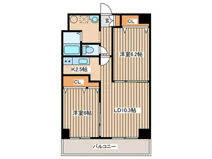 クリーンコンフォート(2LDK/6階)の間取り写真