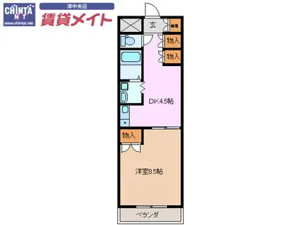 BELL KARM S(1DK/2階)の間取り写真